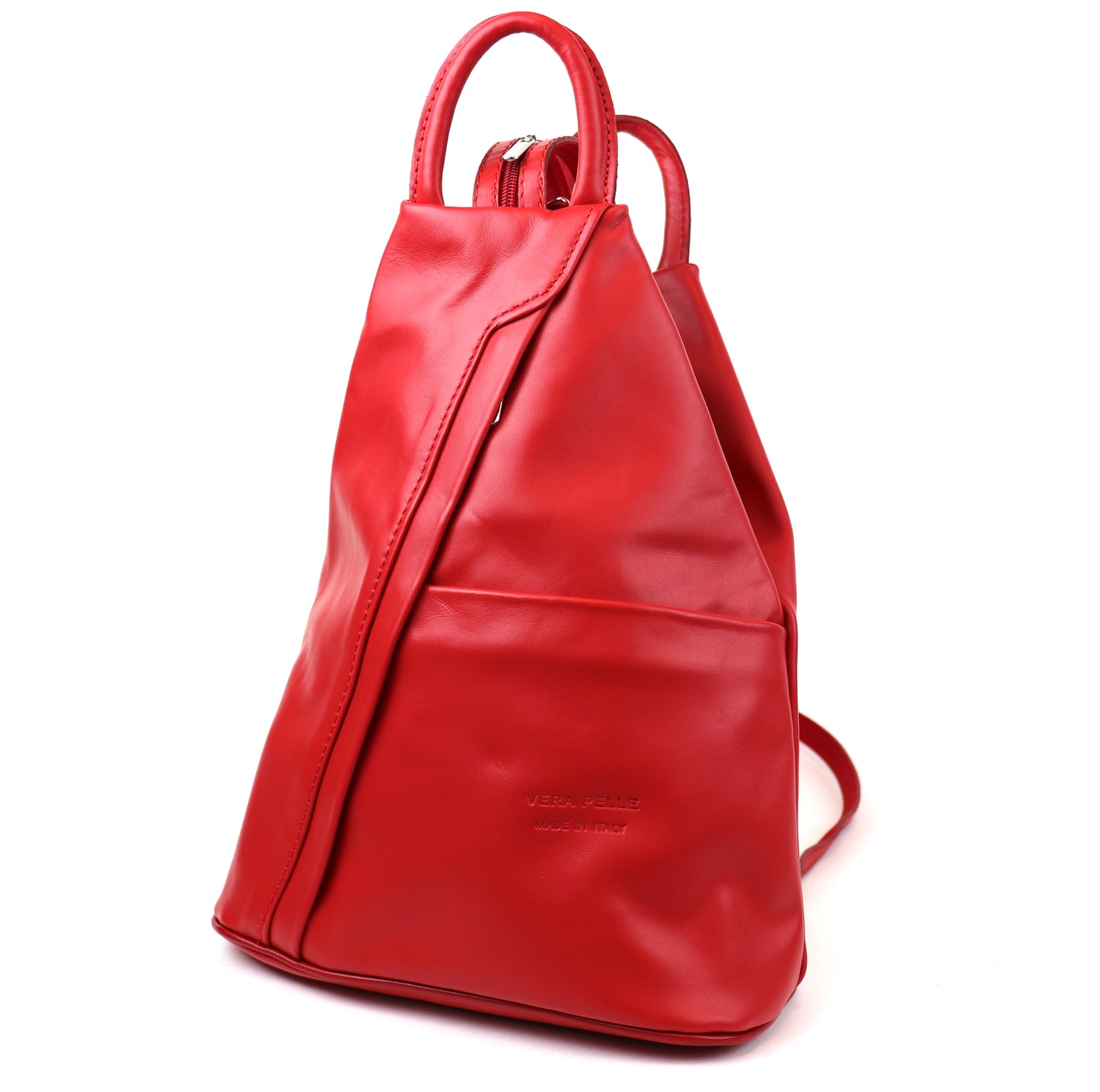 Vera Pelle Handmade Soft Leather Backpack Single Tone - Lussoinpelle Red Bakcpack