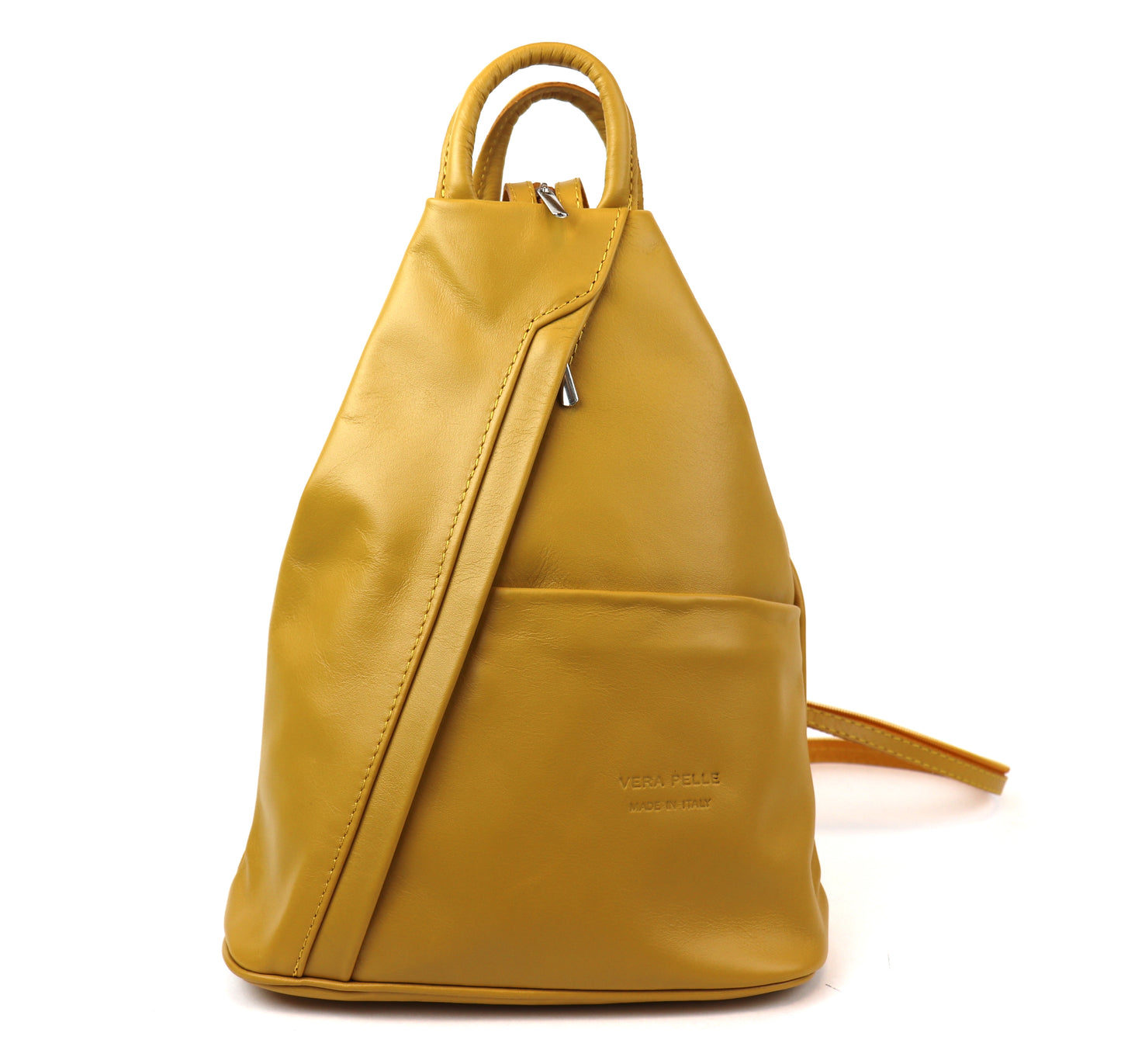 Vera Pelle Handmade Soft Leather Backpack Single Tone - Lussoinpelle Yellow Bakcpack
