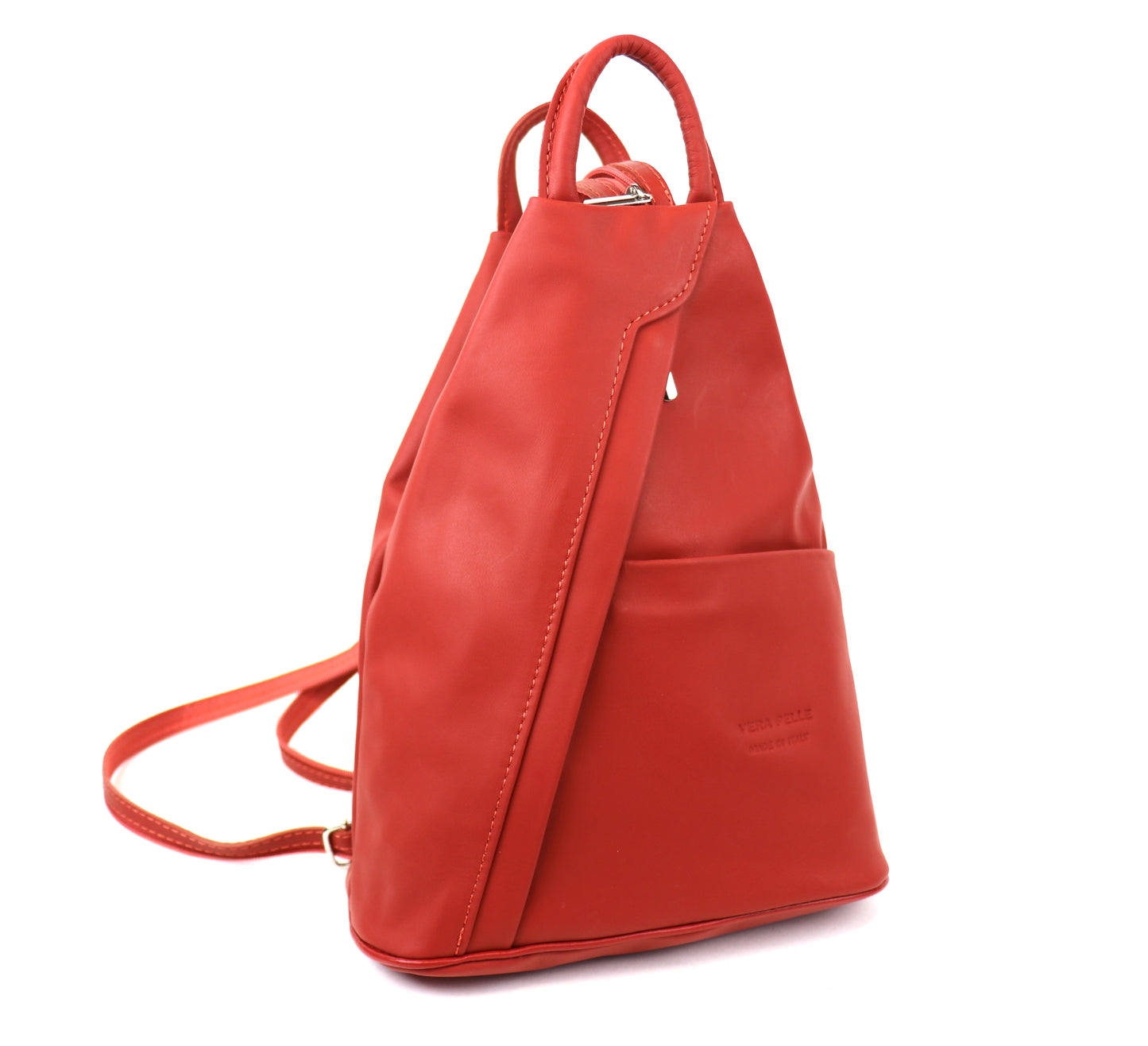 Vera Pelle Handmade Soft Leather Backpack Single Tone - Lussoinpelle Burnt Orange Bakcpack