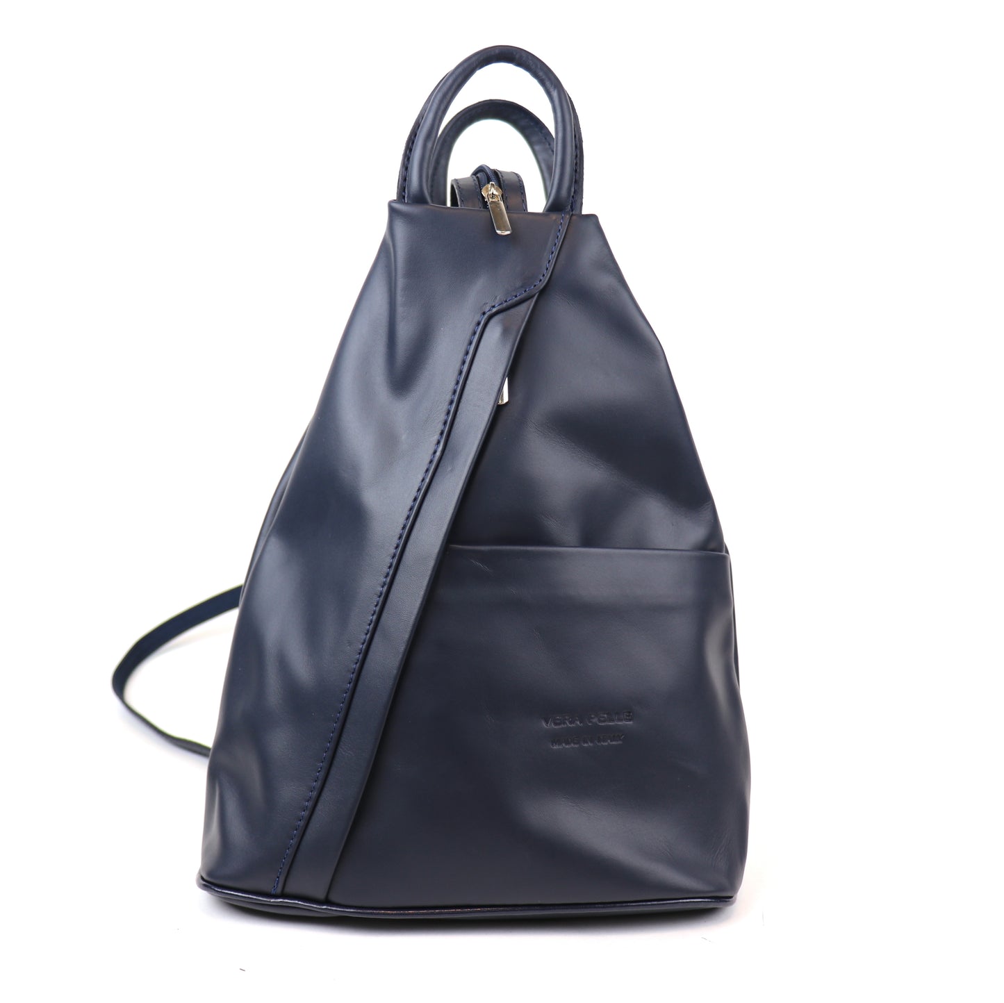 Vera Pelle Handmade Soft Leather Backpack Single Tone - Lussoinpelle Navy Bakcpack