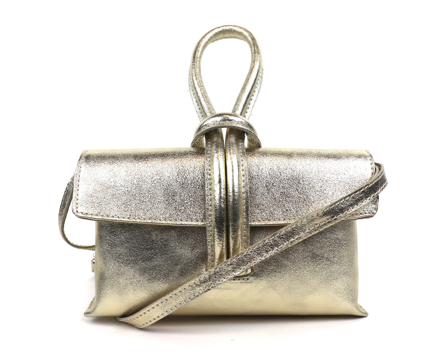 Rose Italian Leather Handbag with Detachable Straps GOLD