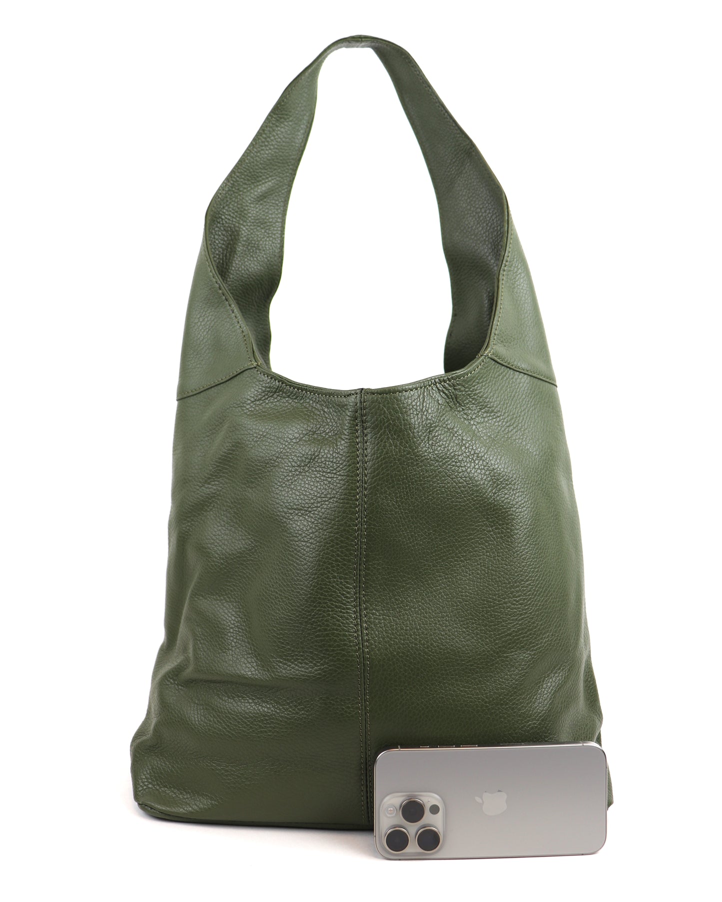 Cali Genuine Leather Hobo Bag Everyday Practical Leather Tote Bag - Lussoinpelle Olive Green Tote bags