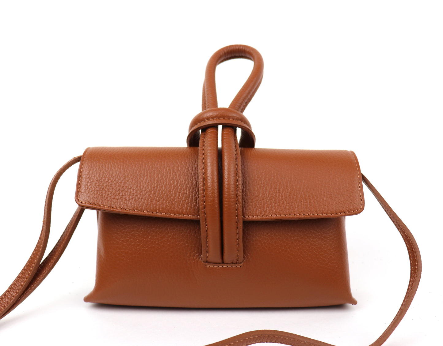 Rose Italian Leather Handbag with Detachable Straps LIGHT TAUPE/TAN