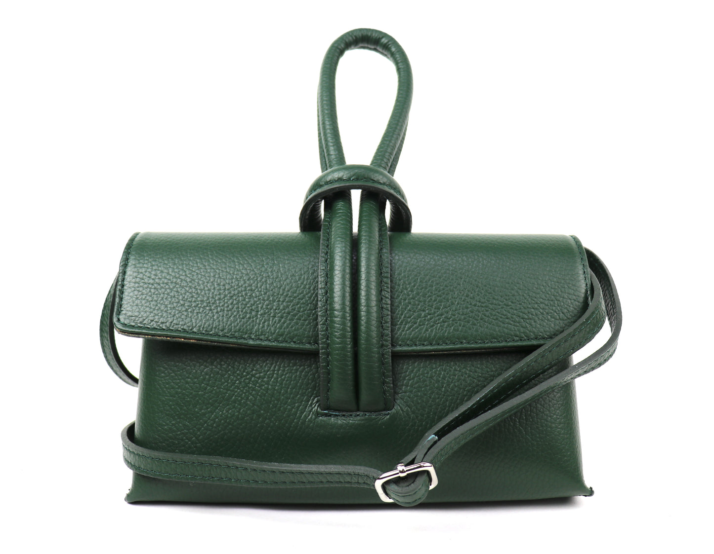 Rose Italian Leather Handbag with Detachable Straps DARK GREEN