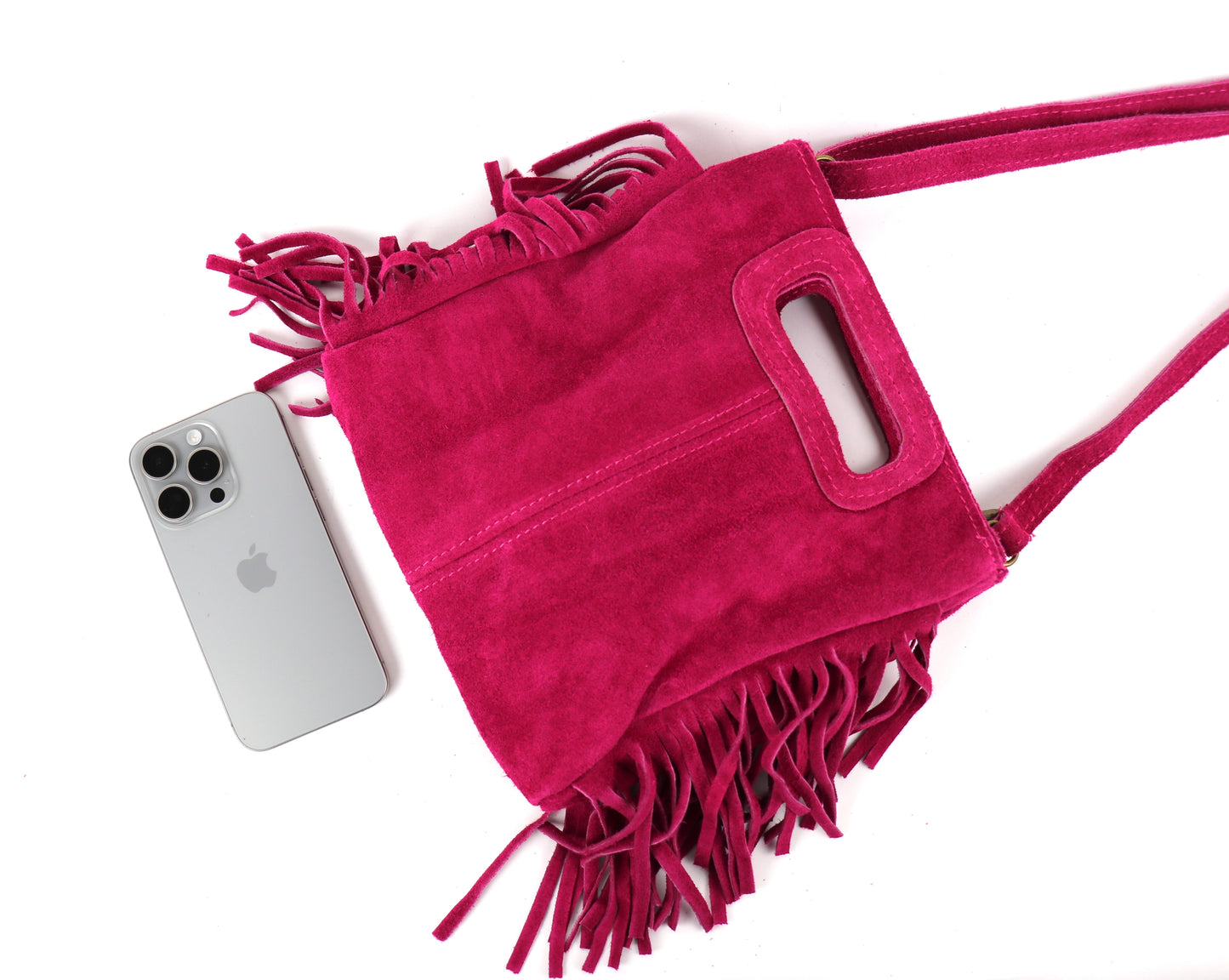 Suede Boho Tassel Crossbody Bag with Adjustable Detachable Straps