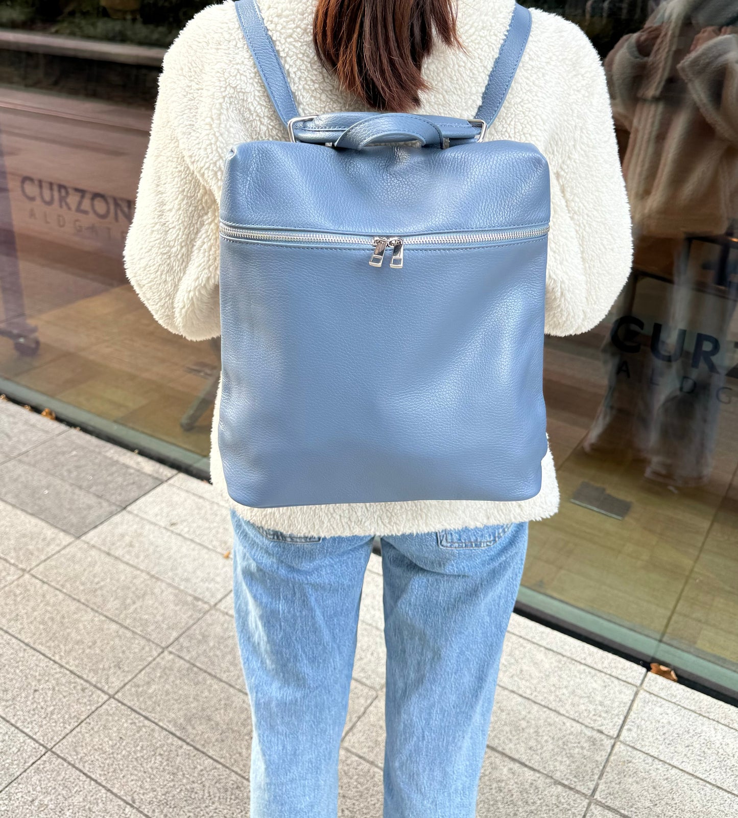 Versatile Italian Pebbled Leather Backpack for Laptop