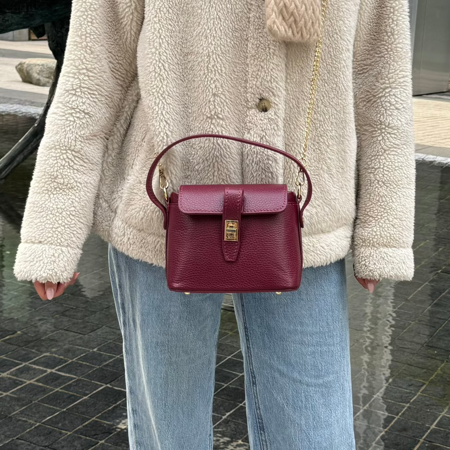 Small Top Handle Crossbody Bag – Genuine Italian Leather