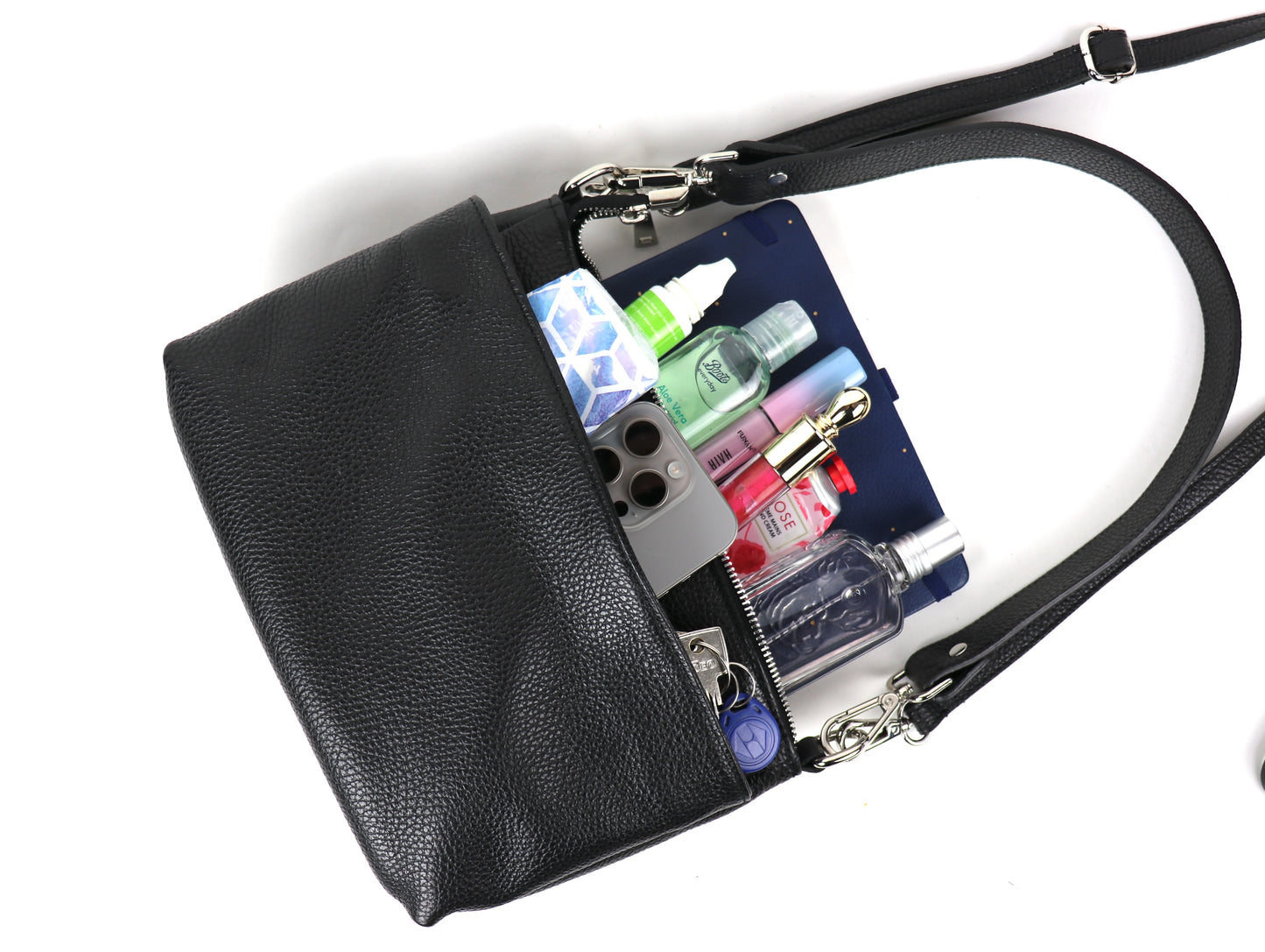 Three Zip Genuine Italian Leather Shoulder/Crossbody Bag - Lussoinpelle Chocolate