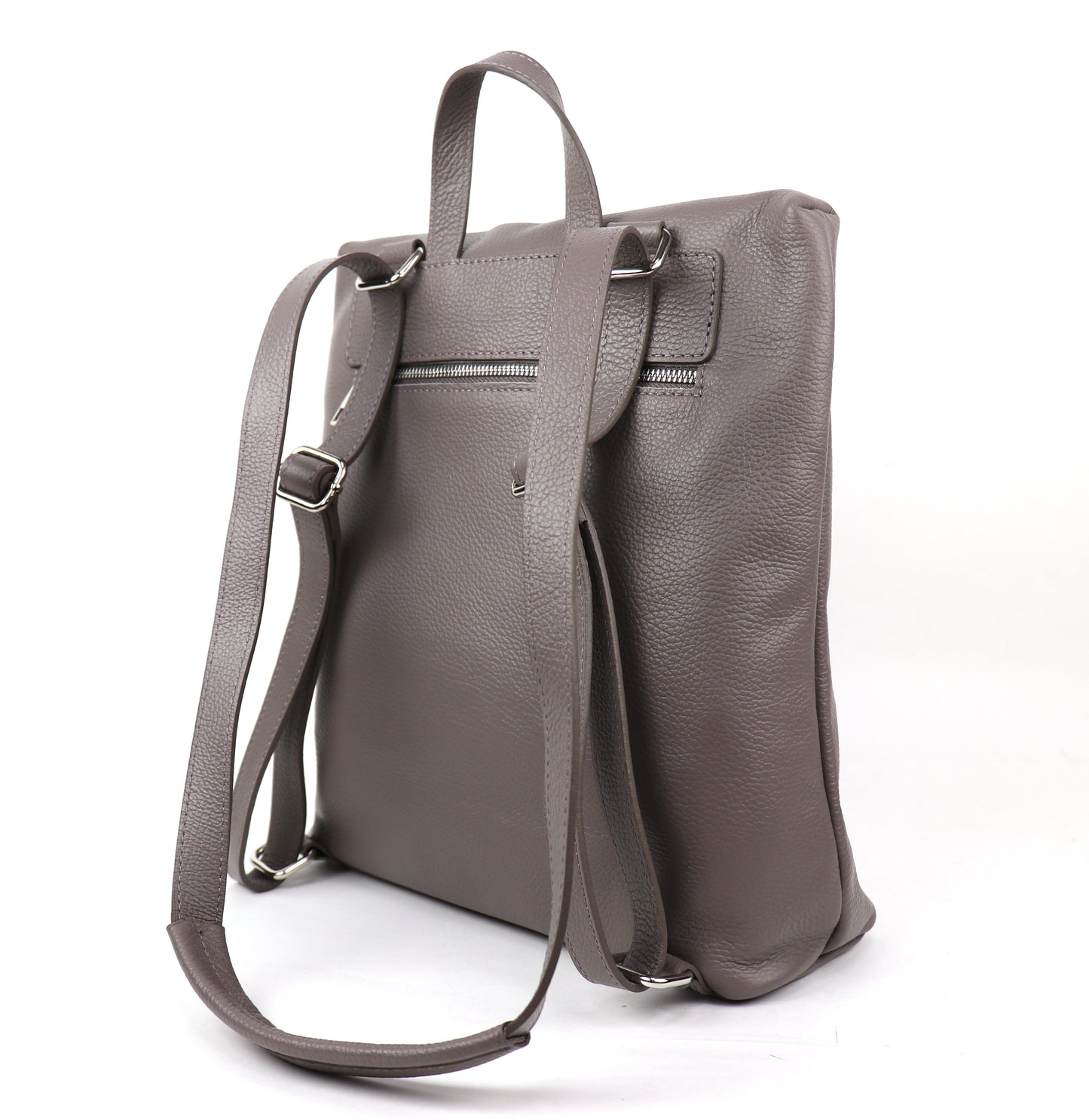 Versatile Italian Pebbled Leather Backpack for Laptop