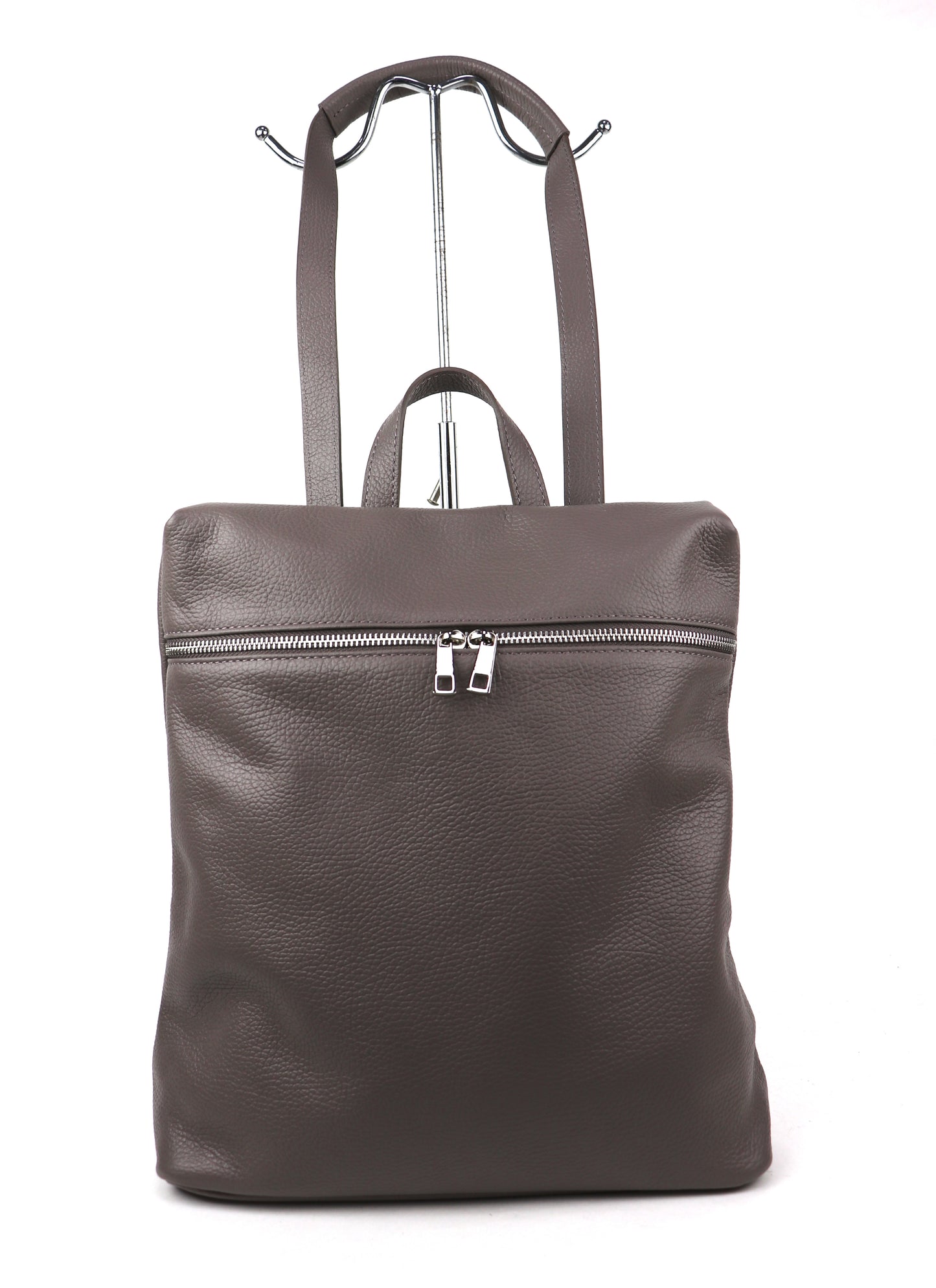Versatile Italian Pebbled Leather Backpack for Laptop