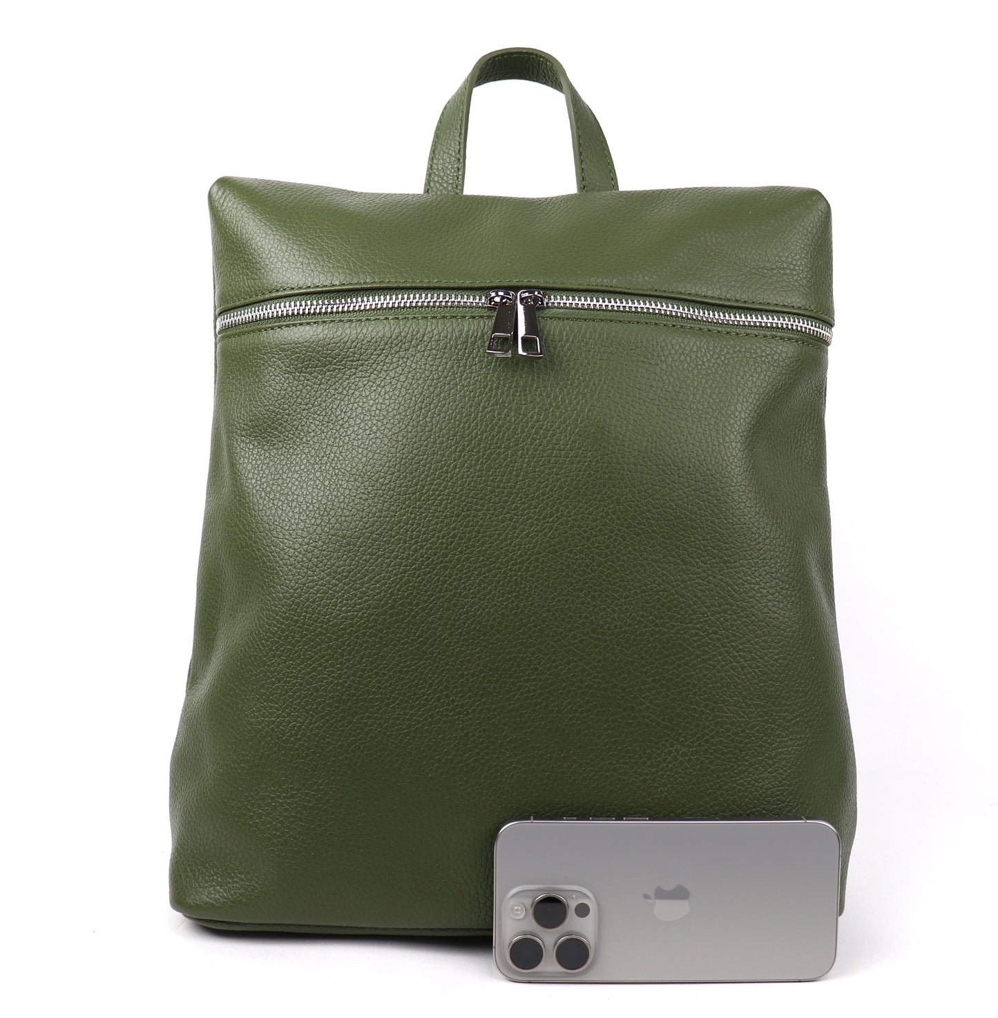 Versatile Italian Pebbled Leather Backpack for Laptop