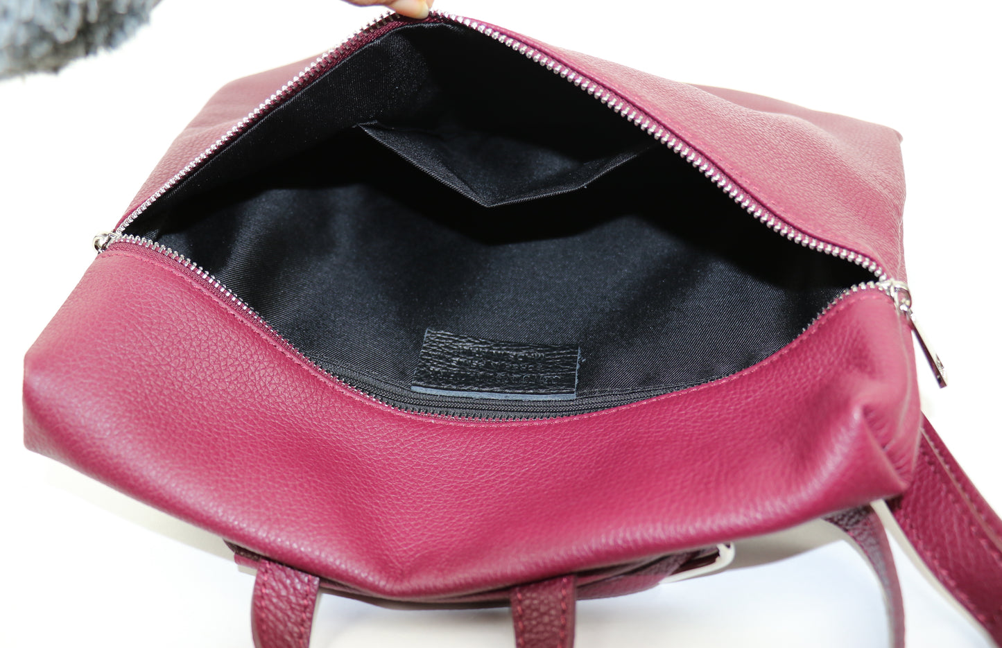 Versatile Italian Pebbled Leather Backpack for Laptop
