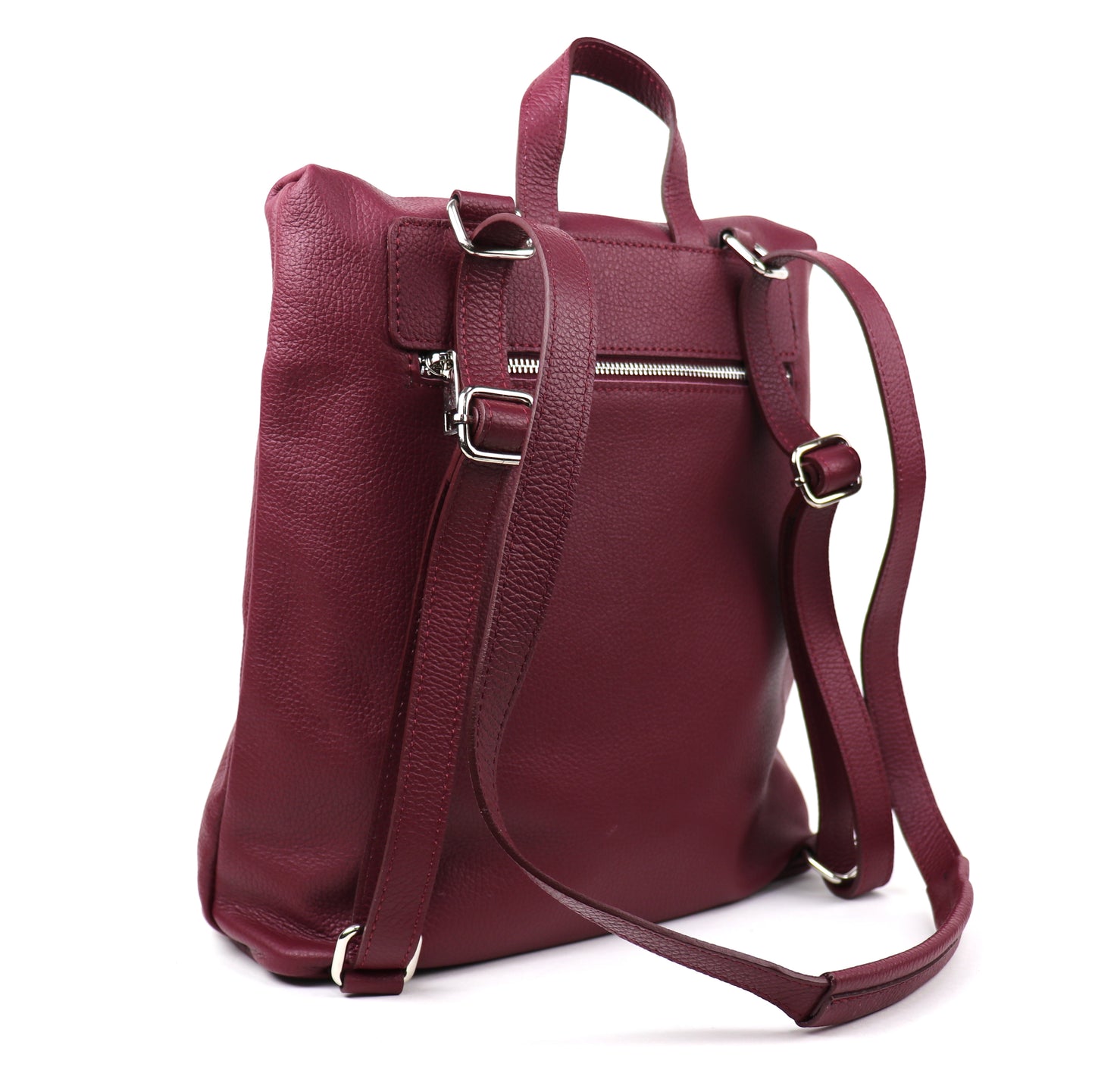 Versatile Italian Pebbled Leather Backpack for Laptop