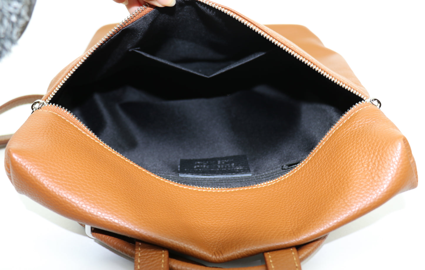 Versatile Italian Pebbled Leather Backpack for Laptop