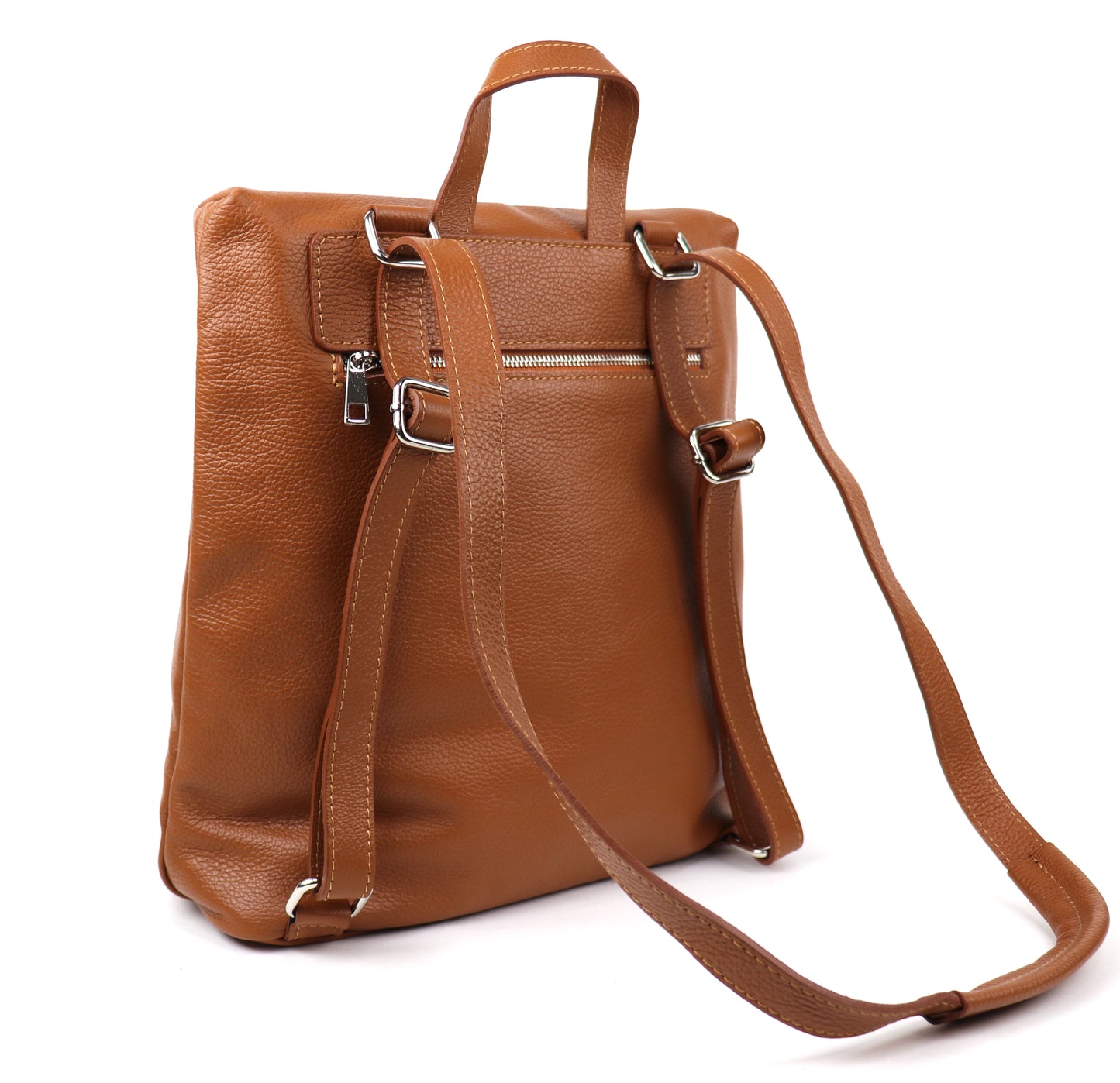 Versatile Italian Pebbled Leather Backpack for Laptop