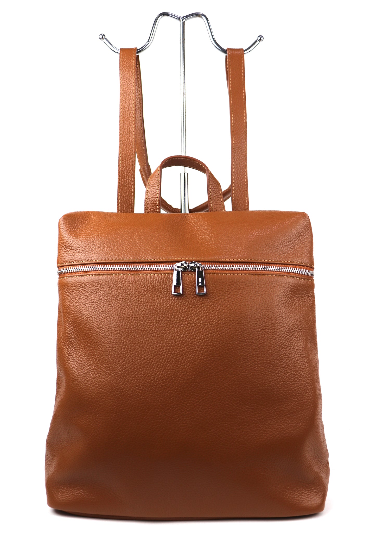 Versatile Italian Pebbled Leather Backpack for Laptop