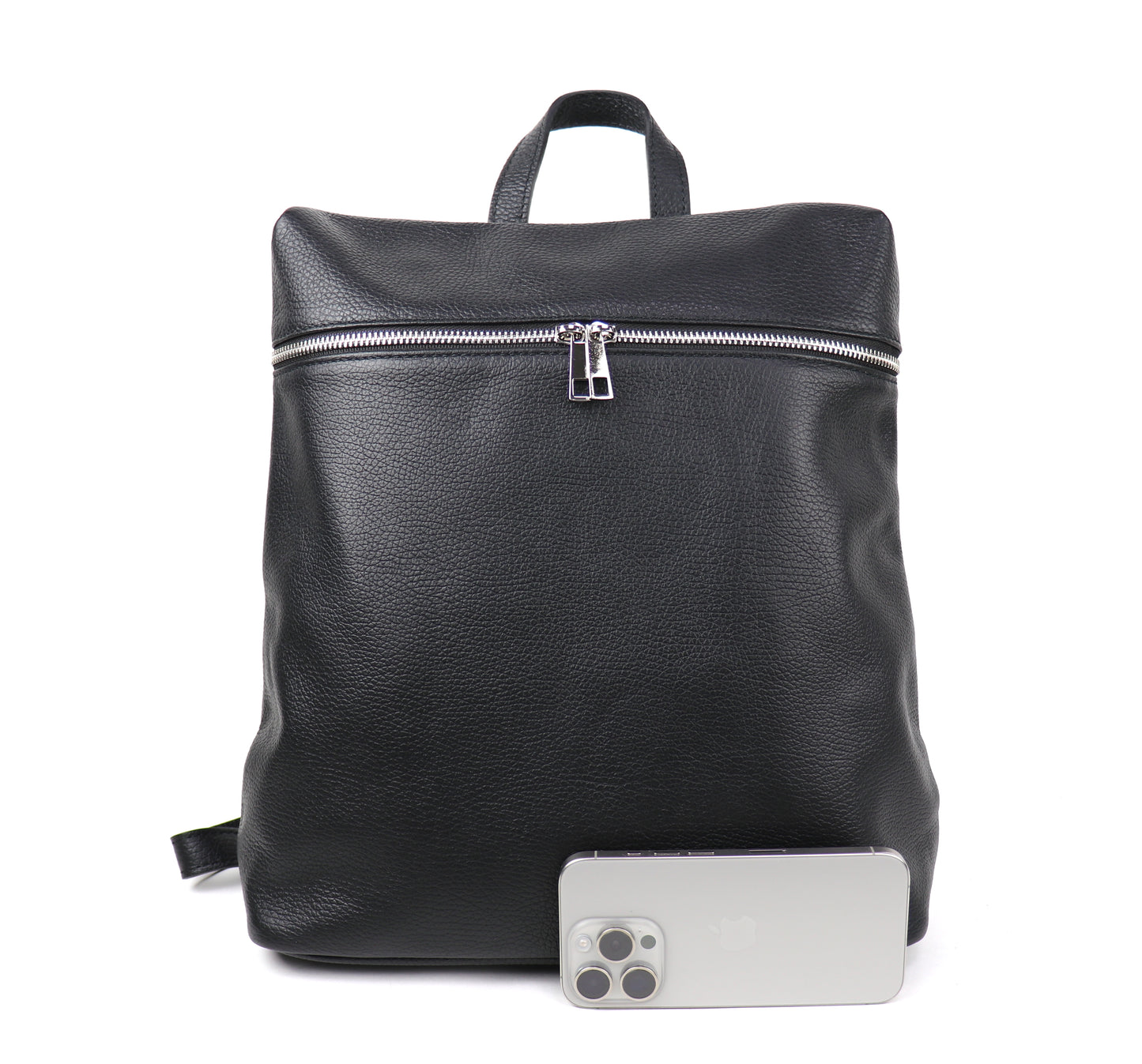 Versatile Italian Pebbled Leather Backpack for Laptop