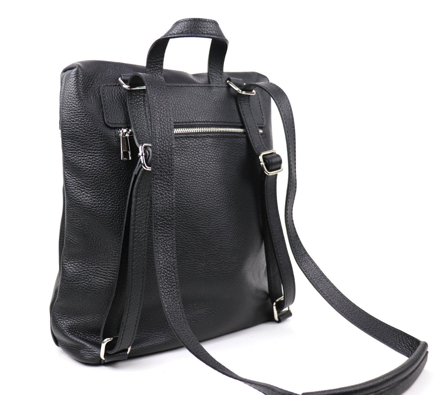 Versatile Italian Pebbled Leather Backpack for Laptop