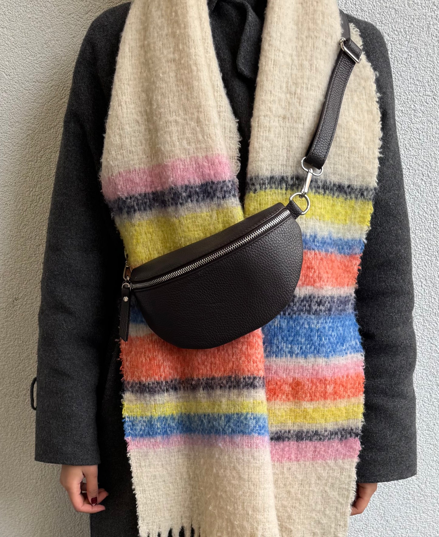 Small Genuine Grain Leather Bumbag