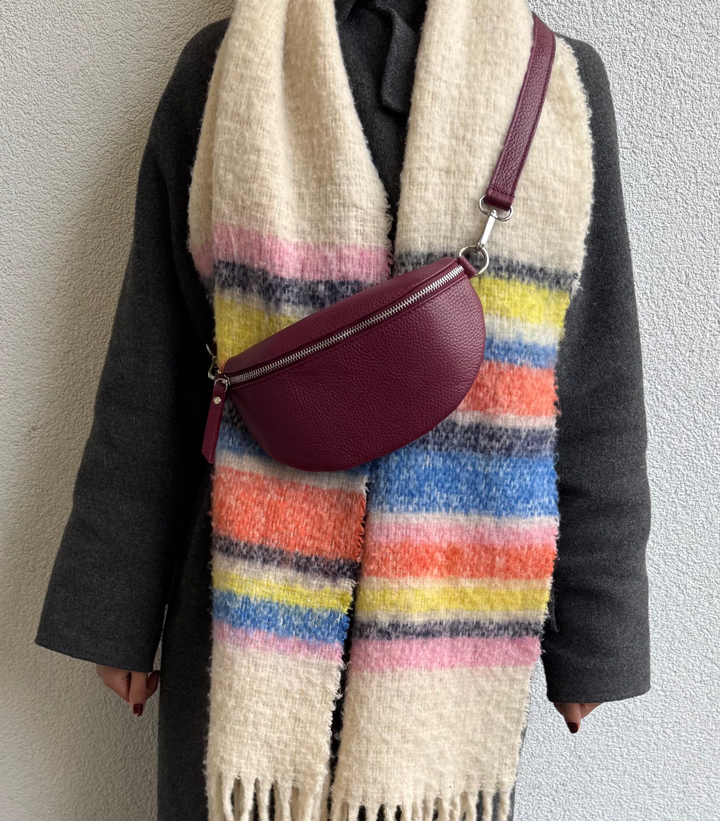Small Genuine Grain Leather Bumbag