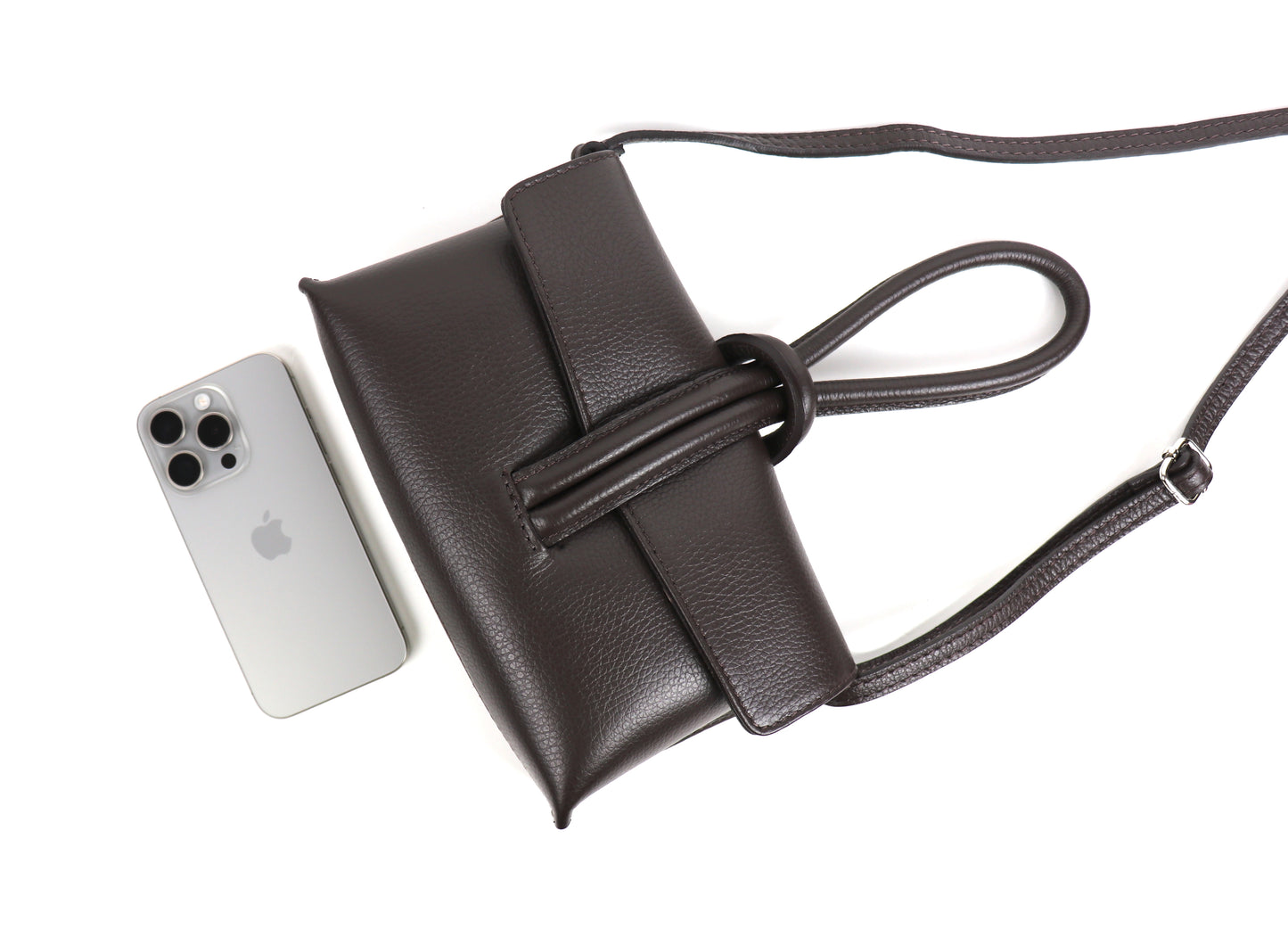 Versatile Leather Bag with Adjustable Detachable Strap - Wrist Bag - Clutch Bag
