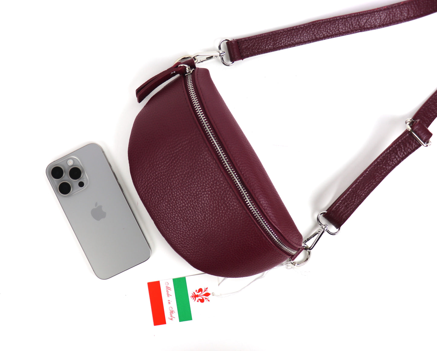 Small Genuine Grain Leather Bumbag
