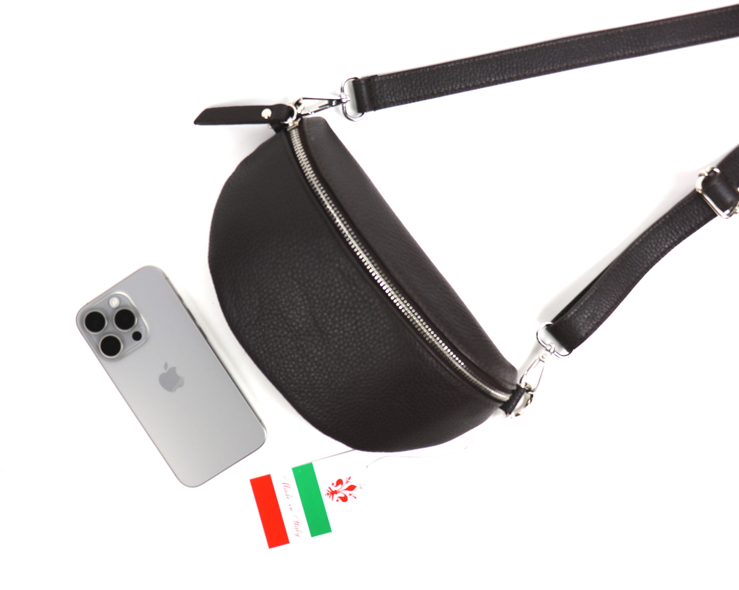 Small Genuine Grain Leather Bumbag
