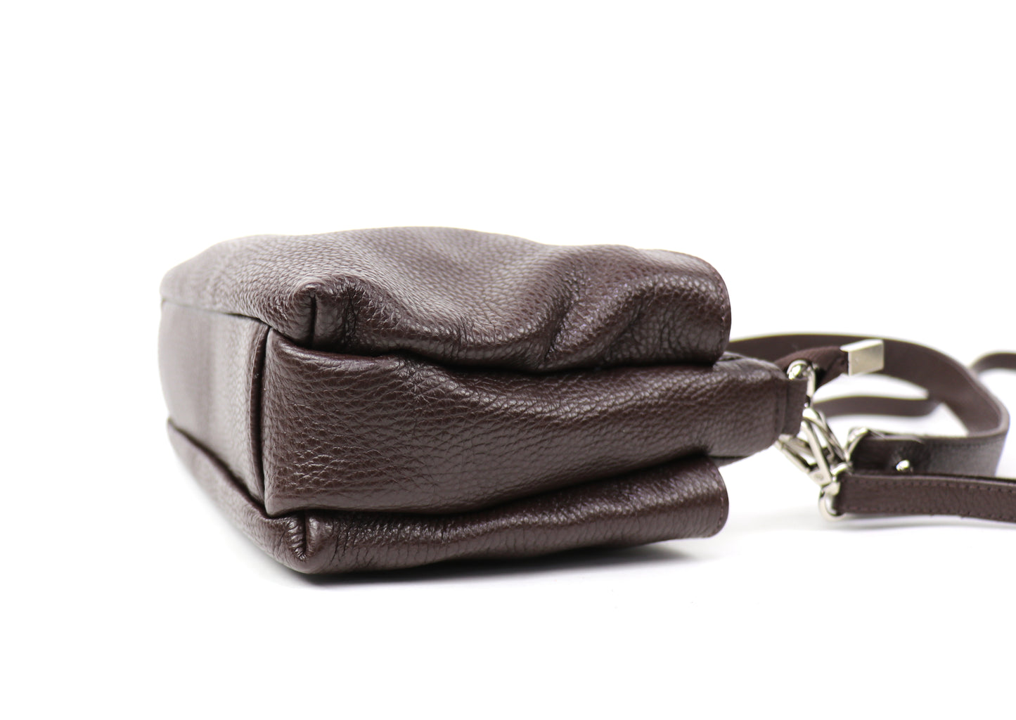 Three Zip Genuine Italian Leather Shoulder/Crossbody Bag - Lussoinpelle Chocolate Crossbody bags