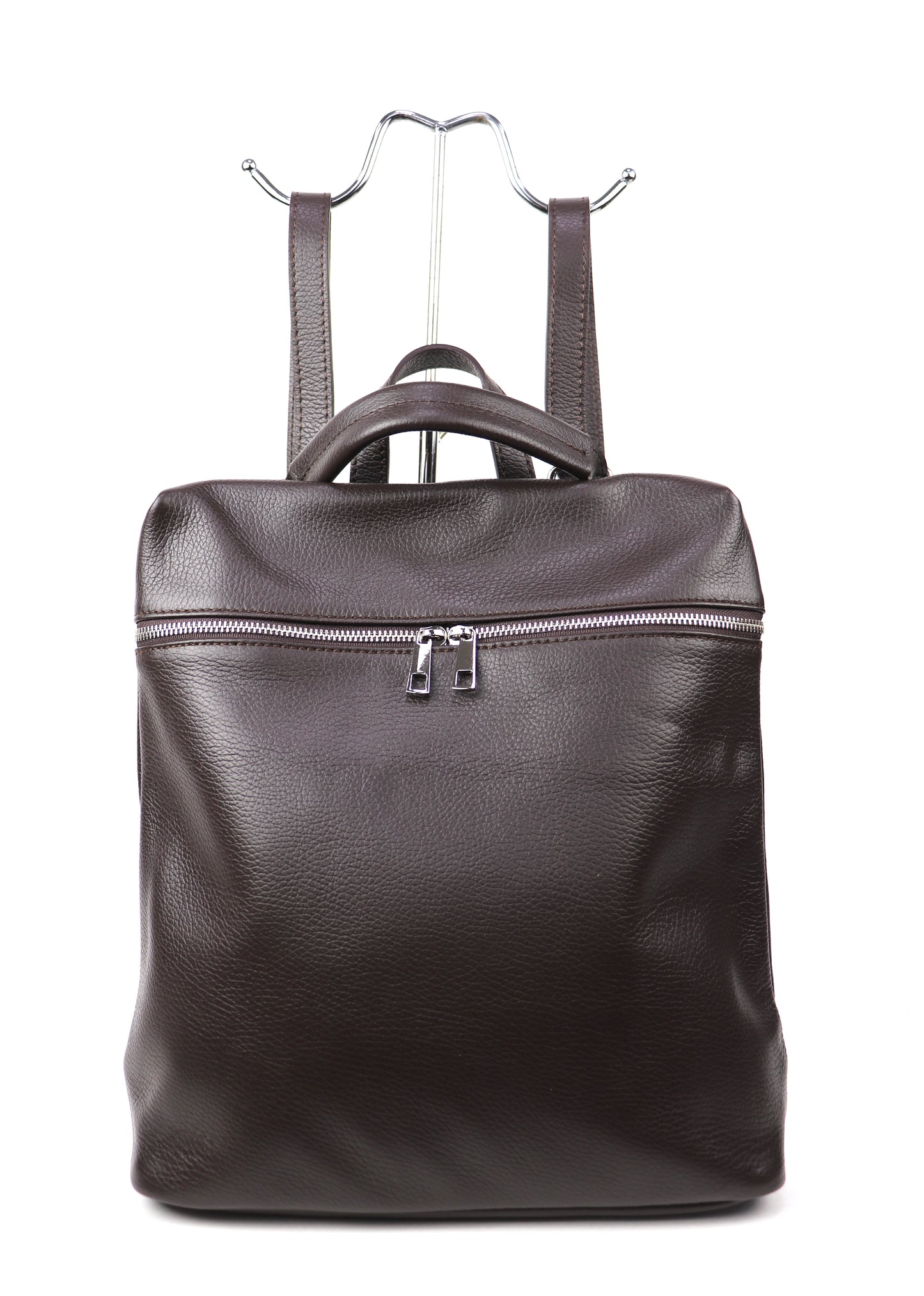 Versatile Italian Pebbled Leather Backpack for Laptop