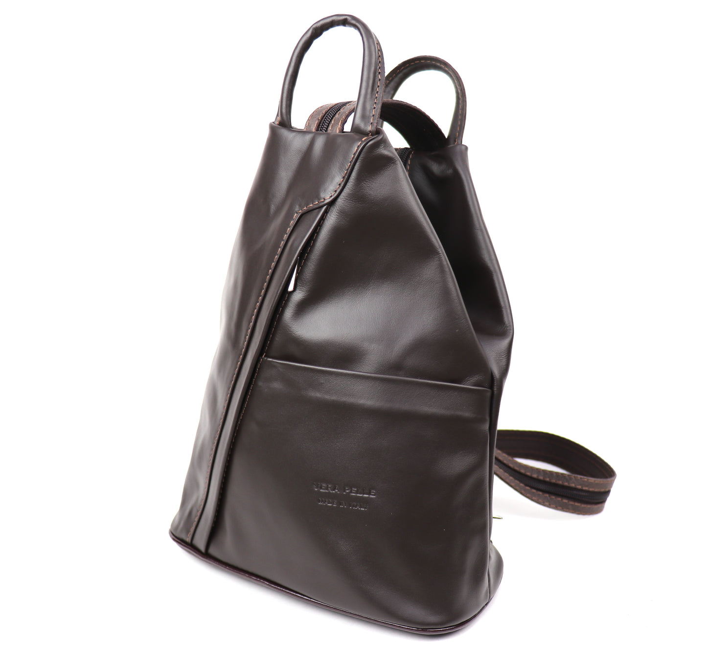 Vera Pelle Handmade Soft Leather Backpack Single Tone - Lussoinpelle Chocolate Bakcpack