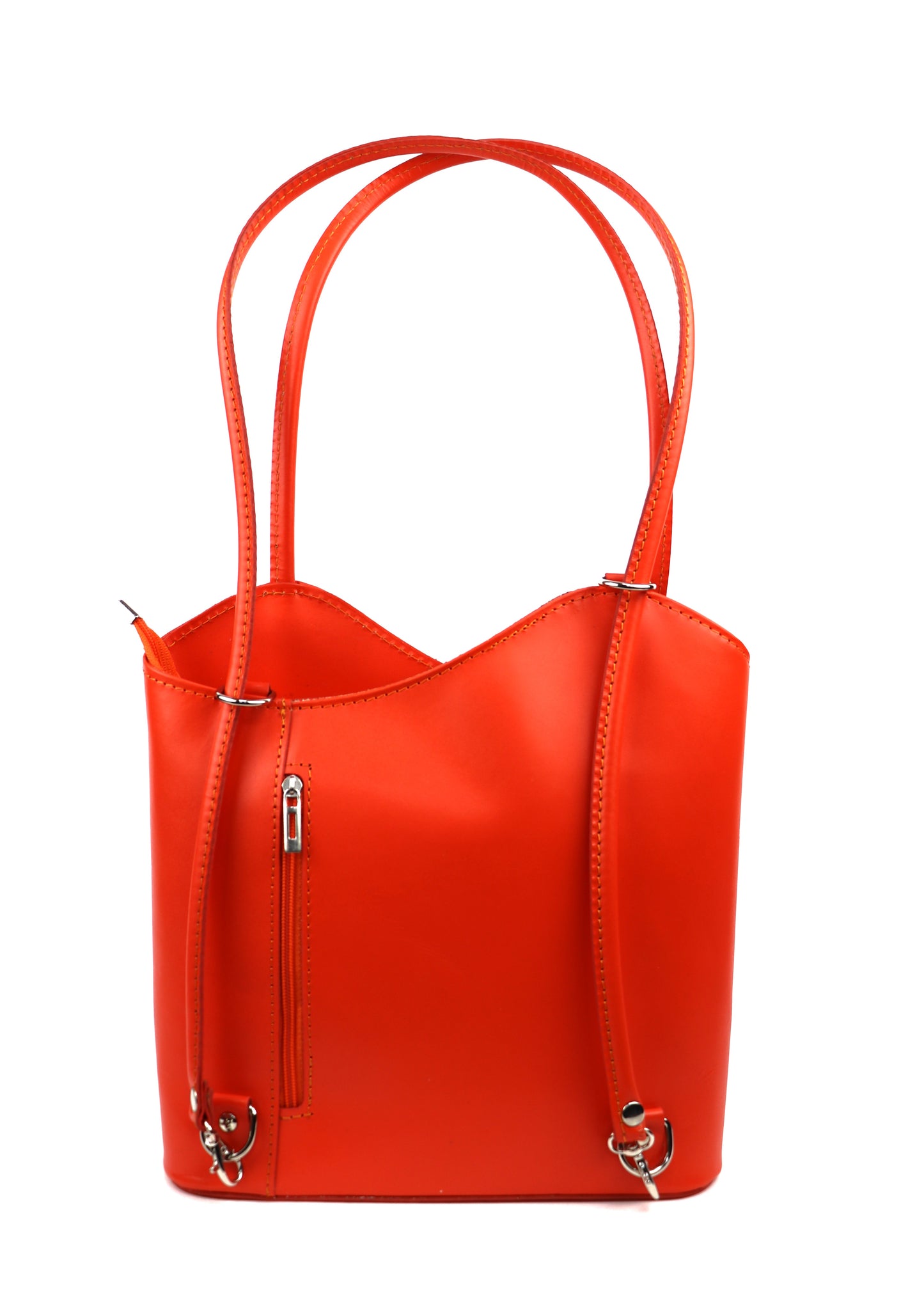 Versa Via - Smooth Italian Leather Convertible Shoulder Bag Backpack Burnt Orange