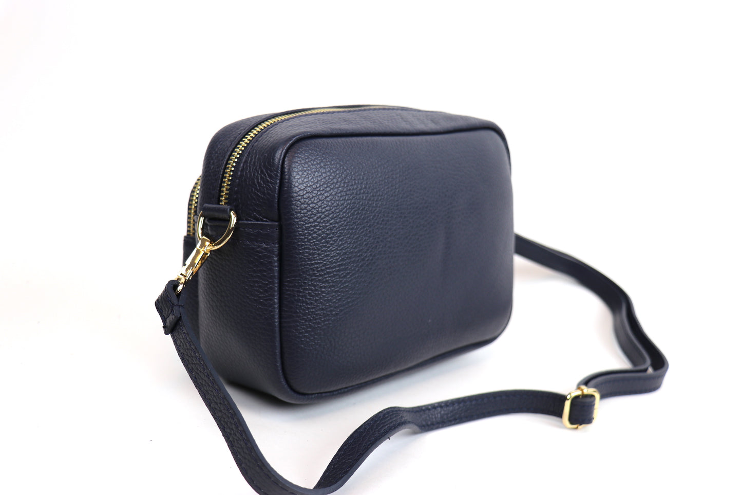 Double Zip Genuine Italian Leather Handbag - Lussoinpelle Black Crossbody bags