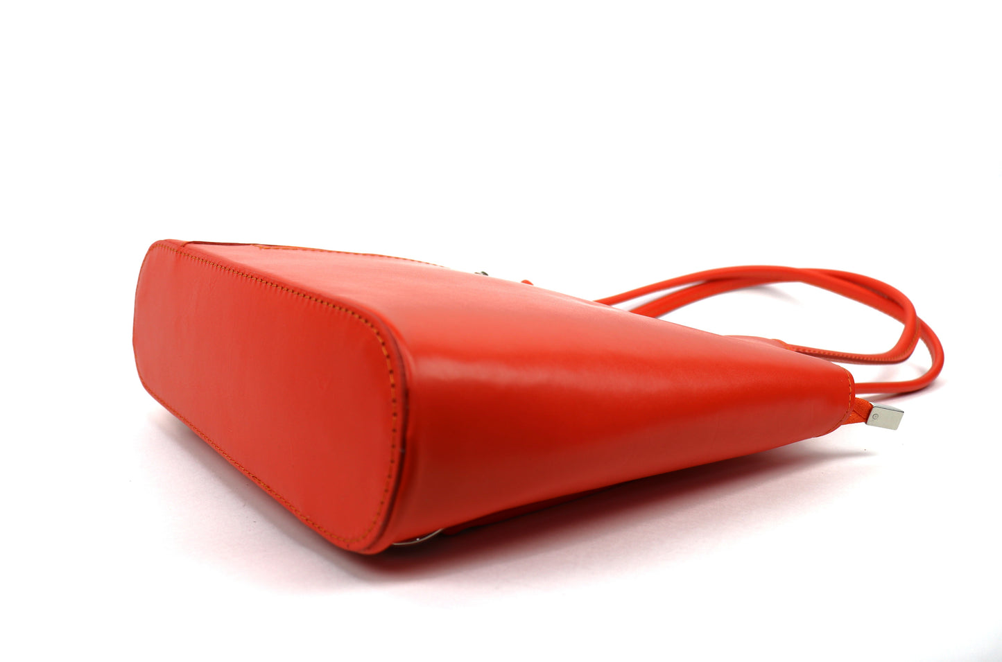 Versa Via - Smooth Italian Leather Convertible Shoulder Bag Backpack Burn Orange Bottom View