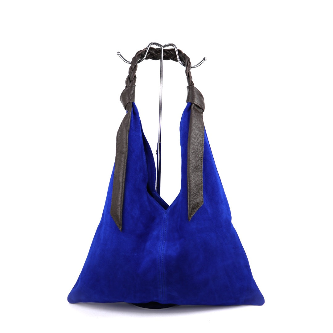 Suede Hobo Bag - Lussoinpelle Royal Blue Tote bags