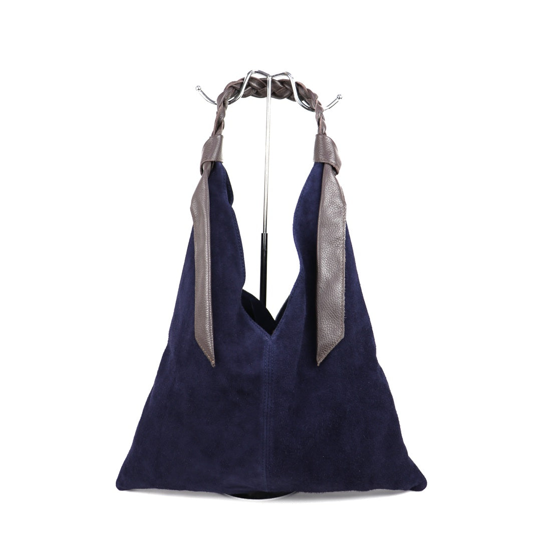 Suede Hobo Bag - Lussoinpelle Navy Tote bags