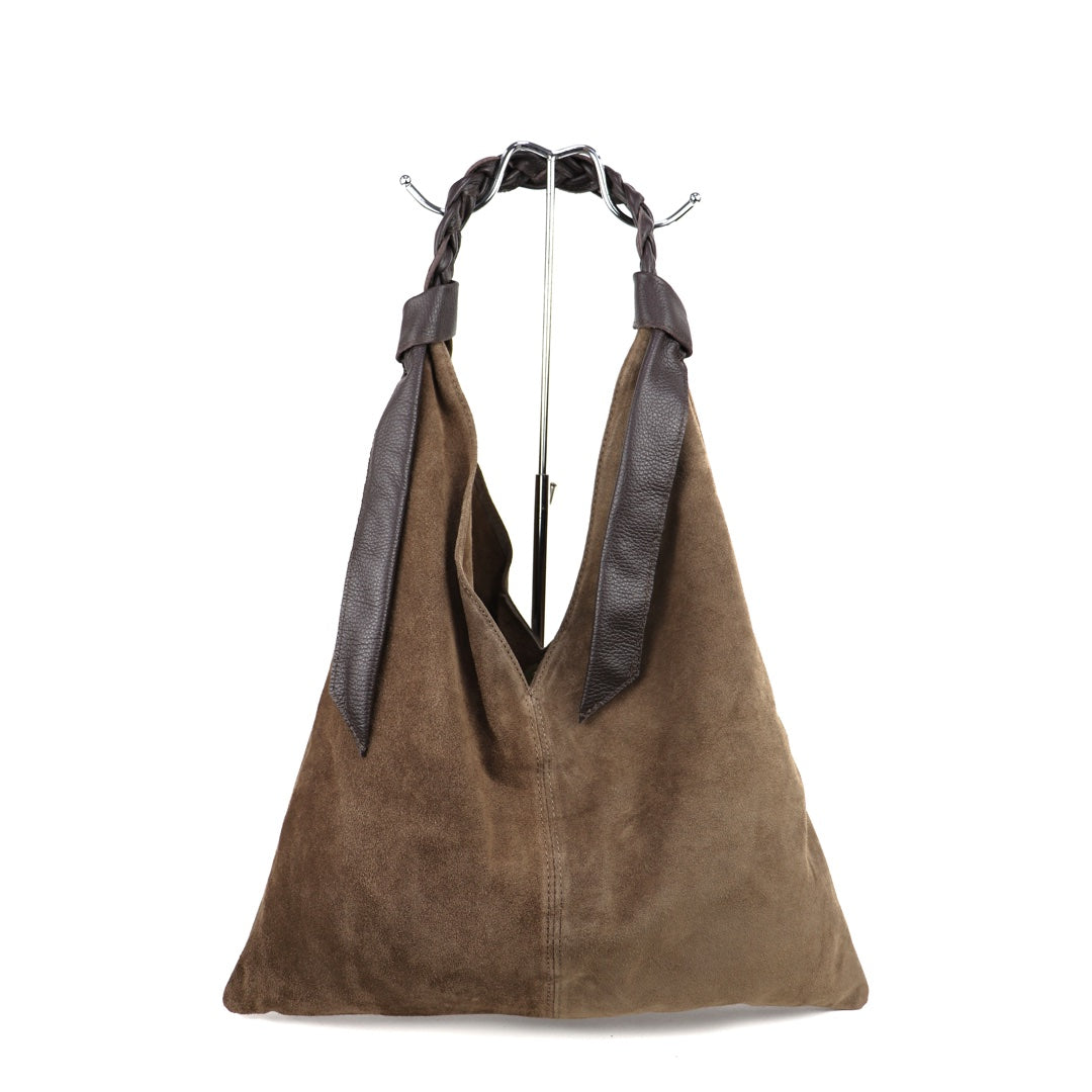 Suede Hobo Bag - Lussoinpelle Taupe Tote bags