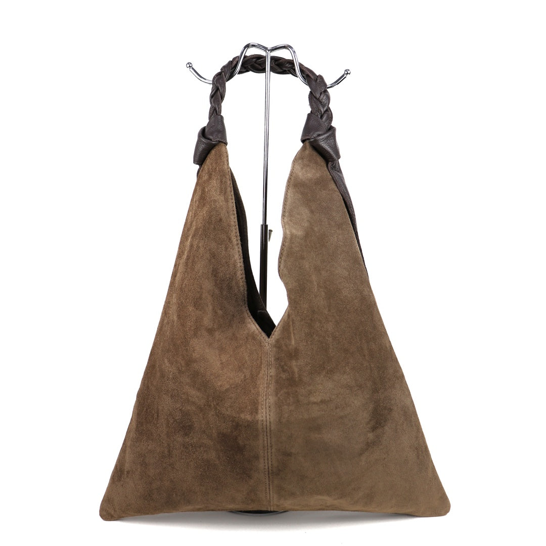Suede Hobo Bag - Lussoinpelle Taupe Tote bags
