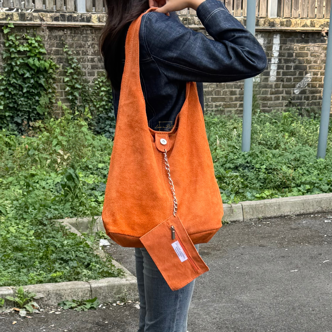 Hobo Slouchy Shoulder Bag - Lussoinpelle burnt orange Tote bags