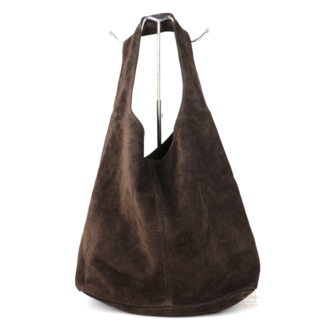 Hobo Slouchy Shoulder Bag - Lussoinpelle chocolate Tote bags