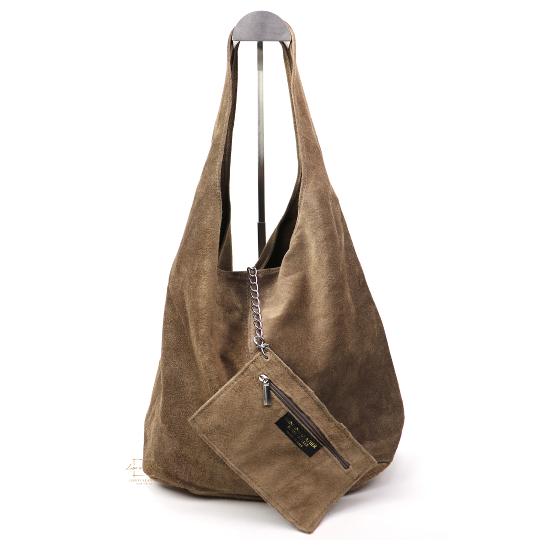 Hobo Slouchy Shoulder Bag - Lussoinpelle dark taupe Tote bags