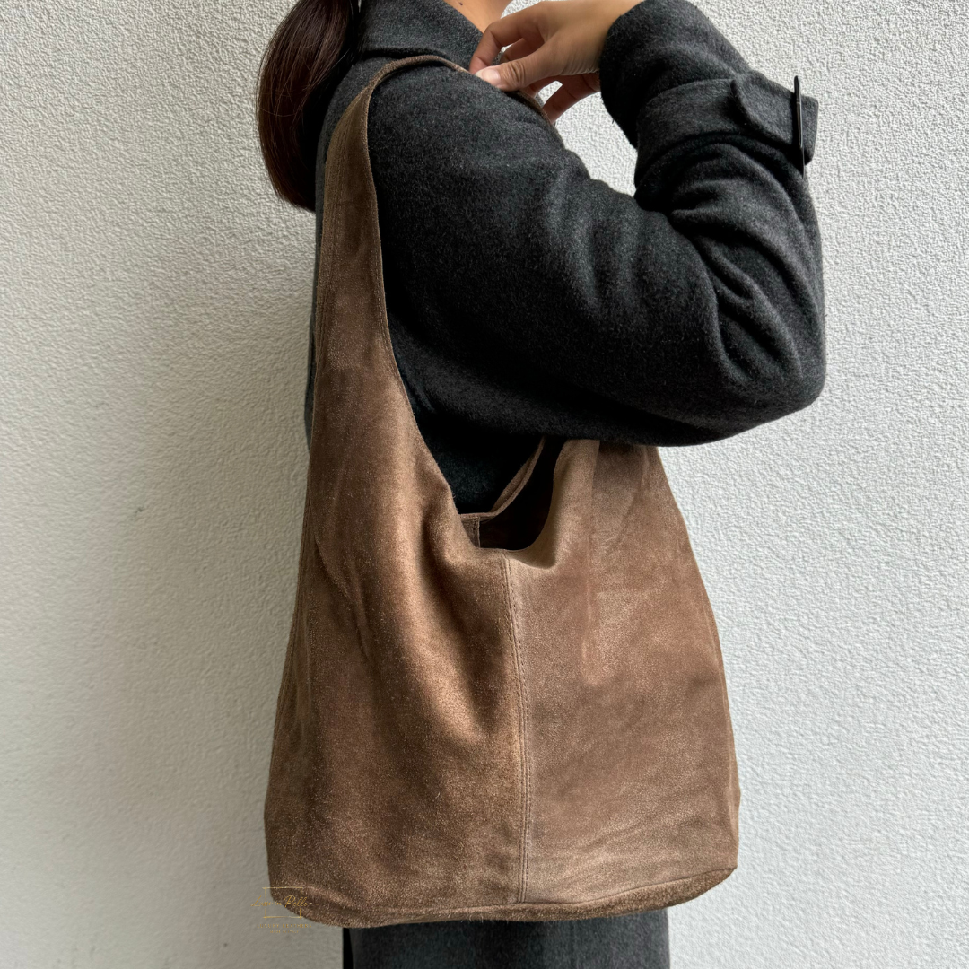 Hobo Slouchy Shoulder Bag - Lussoinpelle dark taupe Tote bags