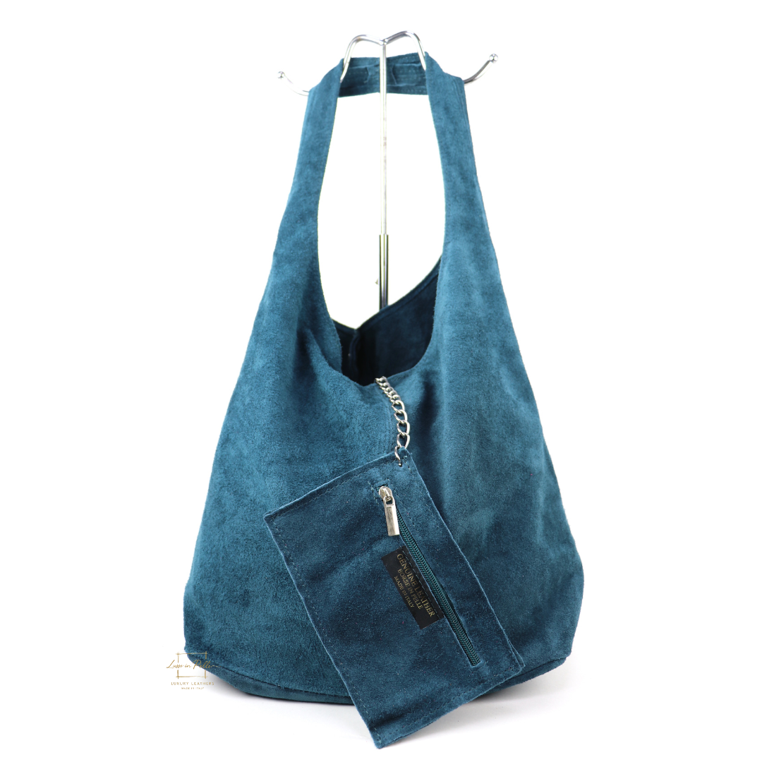 Hobo Slouchy Shoulder Bag - Lussoinpelle dark teal Tote bags