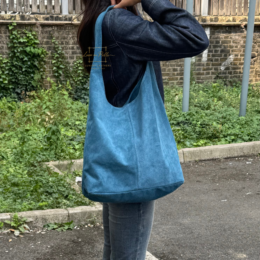 Hobo Slouchy Shoulder Bag - Lussoinpelle denim Tote bags