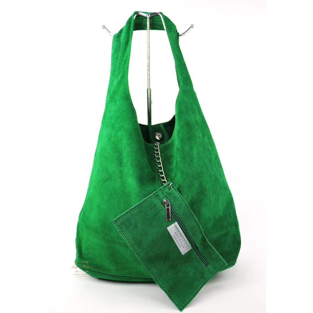 Hobo Slouchy Shoulder Bag - Lussoinpelle emerald green Tote bags