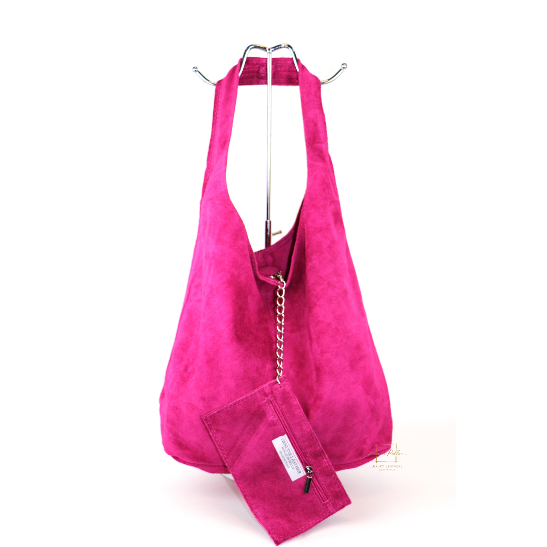 Hobo Slouchy Shoulder Bag - Lussoinpelle fuchsia Tote bags
