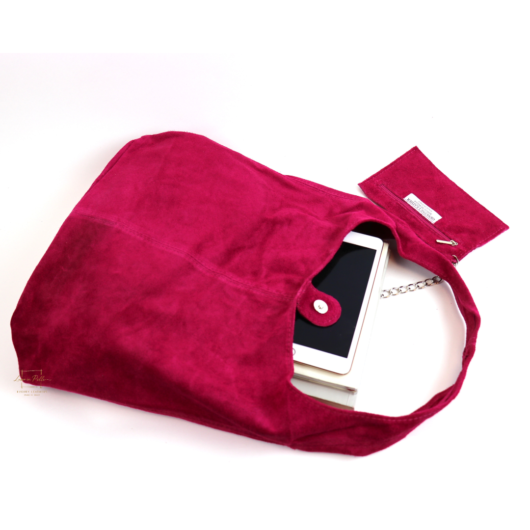 Hobo Slouchy Shoulder Bag - Lussoinpelle fuchsia Tote bags