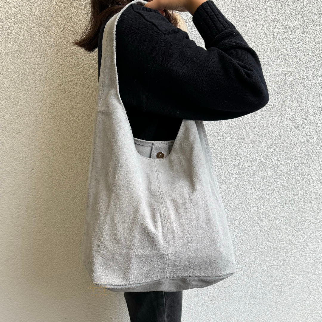 Hobo Slouchy Shoulder Bag - Lussoinpelle light gray Tote bags