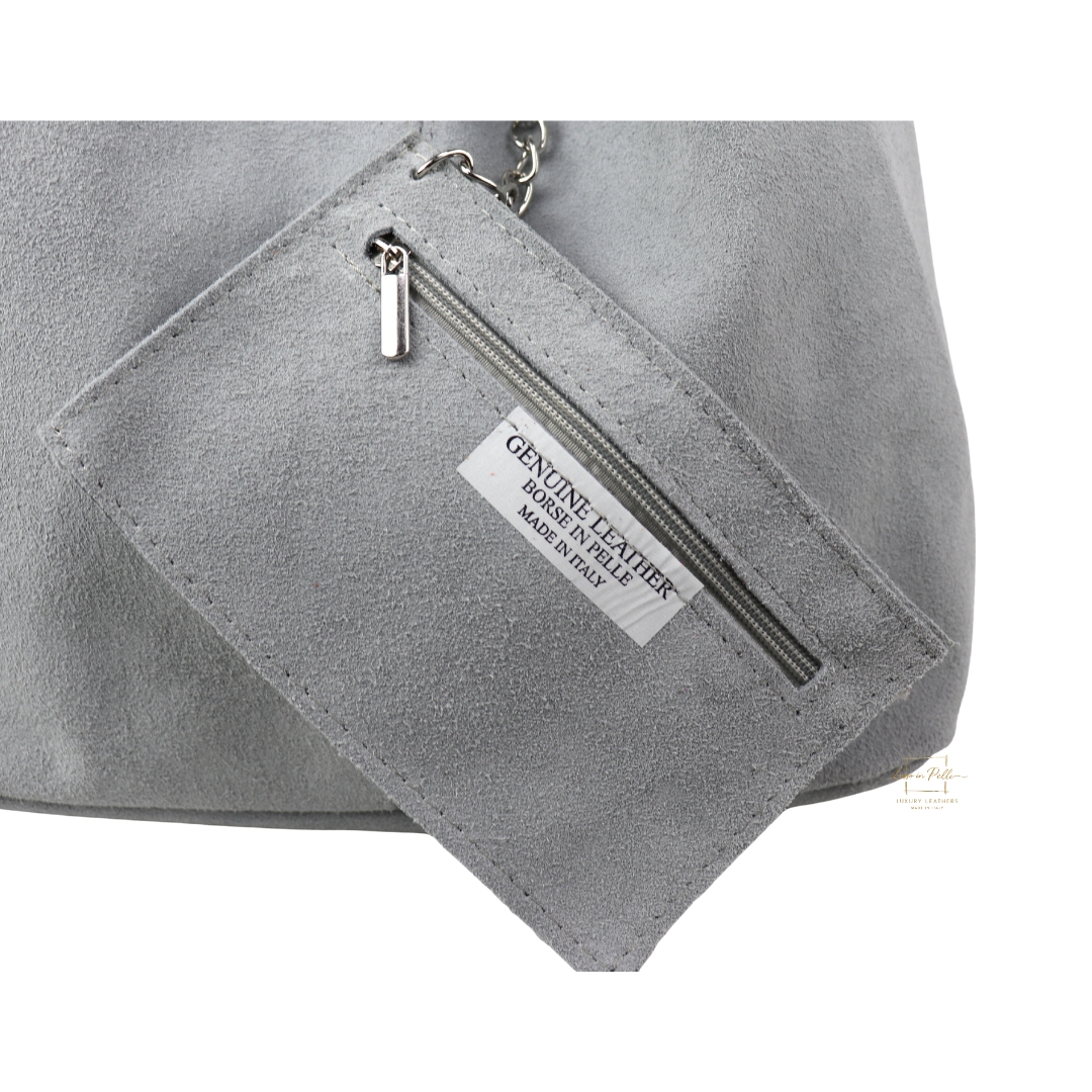 Hobo Slouchy Shoulder Bag - Lussoinpelle light gray Tote bags