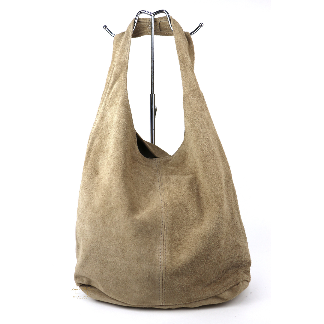 Hobo Slouchy Shoulder Bag - Lussoinpelle light taupe Tote bags