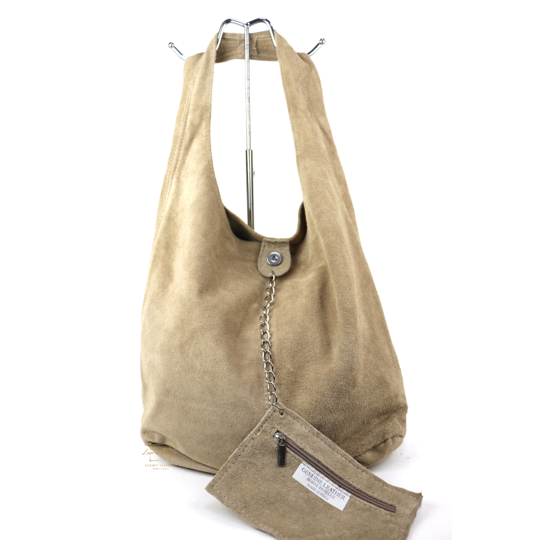 Hobo Slouchy Shoulder Bag - Lussoinpelle light taupe Tote bags